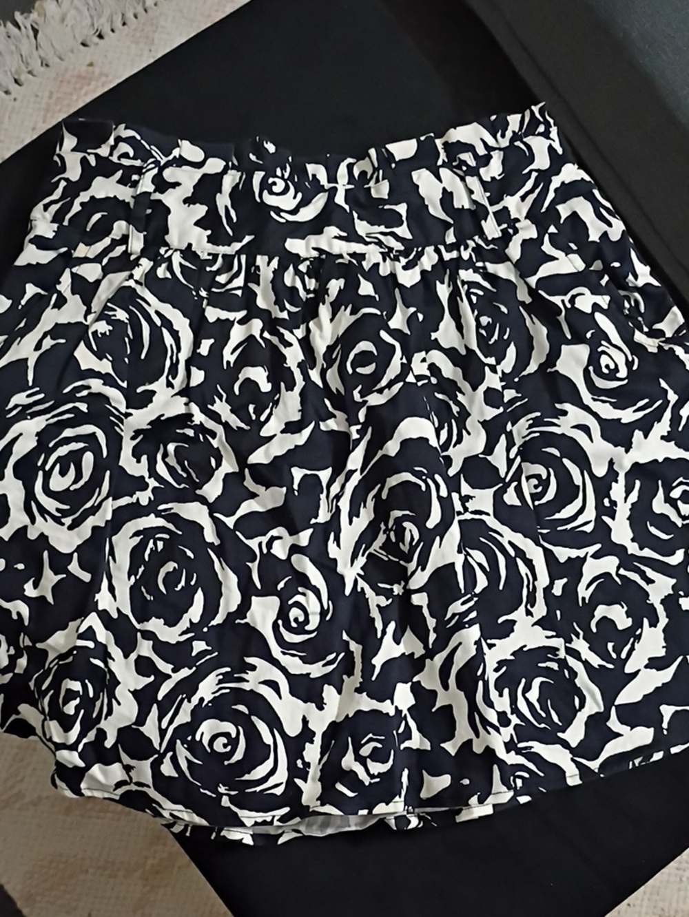 Twenty Black and White Floral Skater Skirt